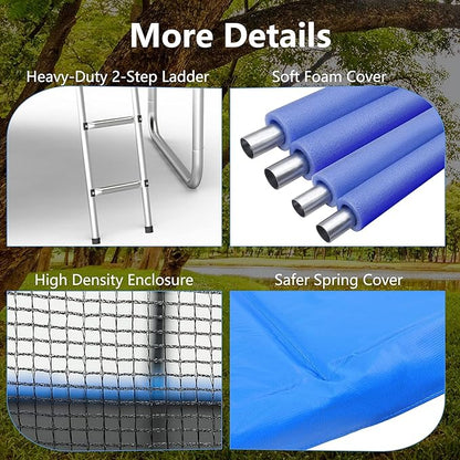 AOTOB 8FT 10FT 12FT 14 FT 15FT Trampoline with Safety Enclosure Net，Outdoor Trampoline with