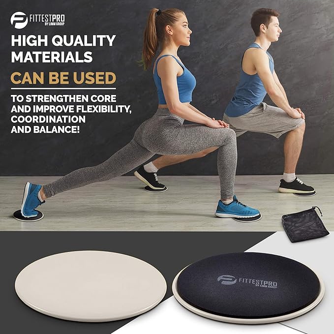 Core Sliders for Working Out - Exercise Sliders Fitness, Stability, Ab, Legs & Full Body (Set of 2)