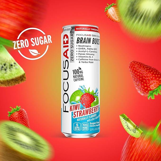 FOCUSAID ZERO SUGAR Nootropics Blend, Alpha-GPC, GABA, 100mg Natural Caffeine from Green Tea, Yerba