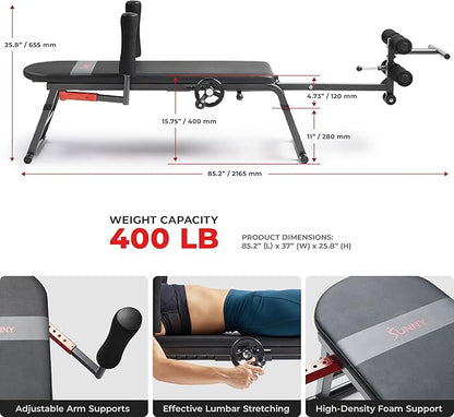 Sunny Health & Fitness Full Body Traction & Stretch Decompression Bench/Table Machine for Lumbar