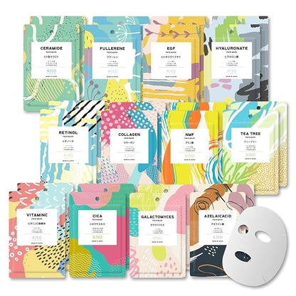 Facial Sheet Mask (24 Pieces) 100% Pure Hot Spring Water, No Added Water Moisturizing Skincare