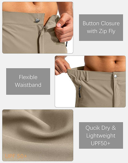 Pudolla Men's Hiking Cargo Shorts 9" Lightweight Outdoor Work Shorts for Men Travel Golf Camping