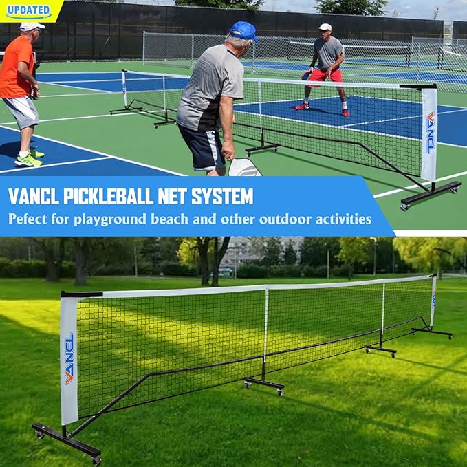 Pro Pickleball Net Portable with Wheels – 22ft Heavy Duty Pickleball Net System with Sturdy