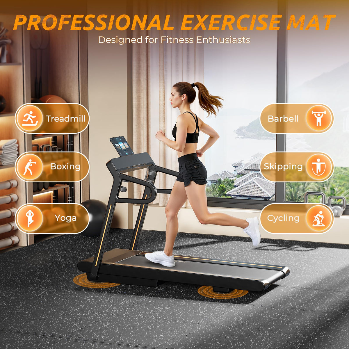PRAISUN 0.6" Thicker Rubber Top 48 Sq Ft Gym Flooring for Home Gym