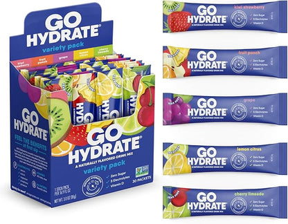 GoHydrate Instant Hydration Powder Packets - Low Sodium Electrolytes Drink Mix - Natural Hydration