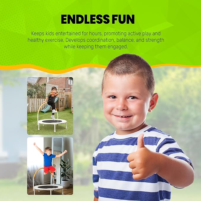 Jumpking 36 inch Indoor and Outdoor Toddler Trampoline with Bungie Cords, Powder Coated Rust