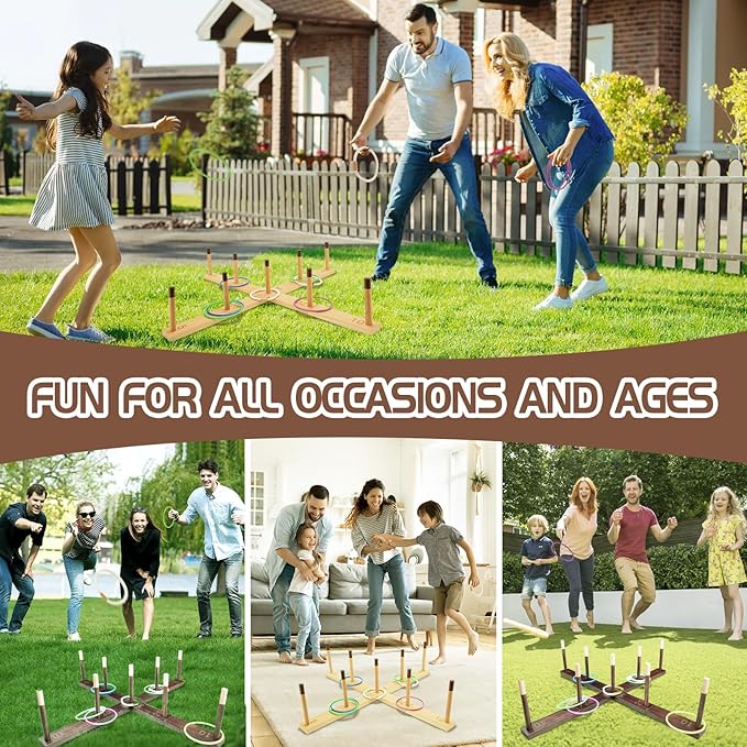 Ring Toss Game Outdoor - 33" Extra Large Outdoor Games for Adults and Family, Beechwood Giant