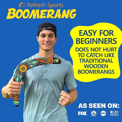 Refresh Sports Beach Boomerang Toy for All Ages - Outside Beach Games Adults & Toys for Kids - Fun