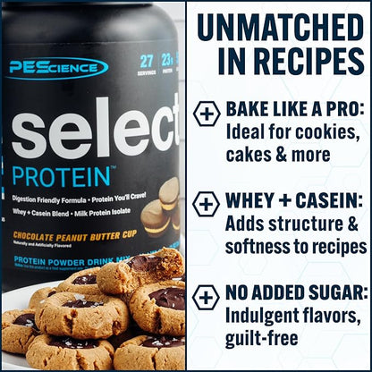 PEScience Select Protein Powder, Whey and Casein Blend, Clean Protein Powder for Women and Men, Low