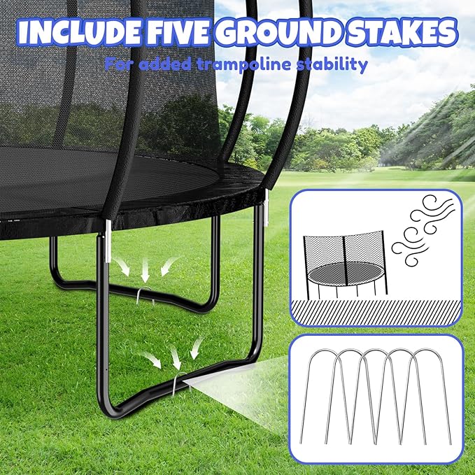 Trampoline 8FT 10FT 12FT 14FT 16FT, Outdoor Trampolines for Kids and Adults, Recreational