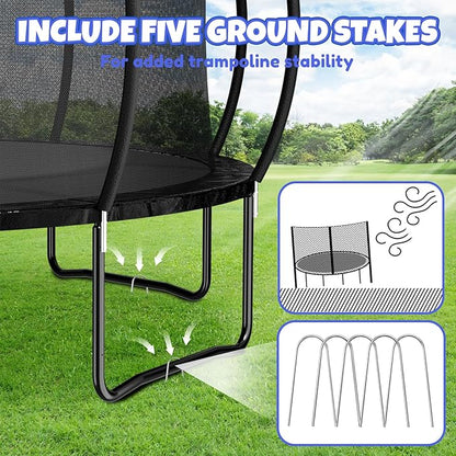 Trampoline 8FT 10FT 12FT 14FT 16FT, Outdoor Trampolines for Kids and Adults, Recreational