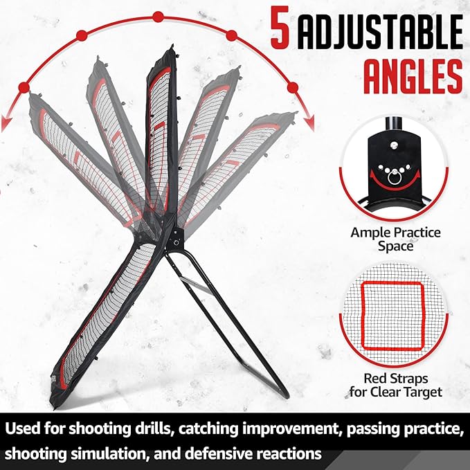 Lacrosse Rebounder, 4x7FT/4x6FT Lacrosse Rebound for Backyard with 5 Rebound Angles, Target Strip