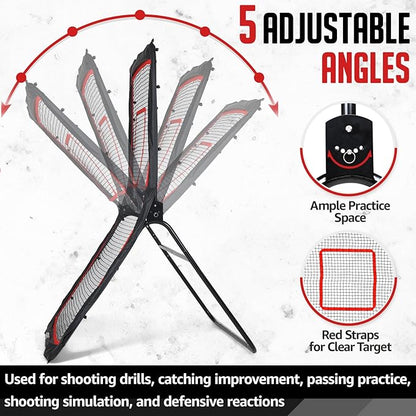 Lacrosse Rebounder, 4x7FT/4x6FT Lacrosse Rebound for Backyard with 5 Rebound Angles, Target Strip