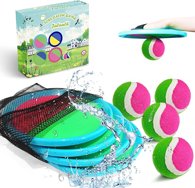Jalunth Ball Catch Set Games Toss Paddle - Pool Beach Toys Back Yard Outdoor Games Backyard Throw
