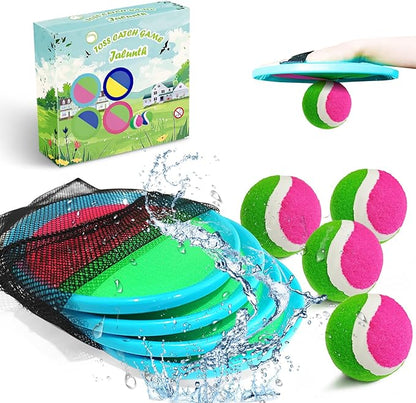 Jalunth Ball Catch Set Games Toss Paddle - Pool Beach Toys Back Yard Outdoor Games Backyard Throw