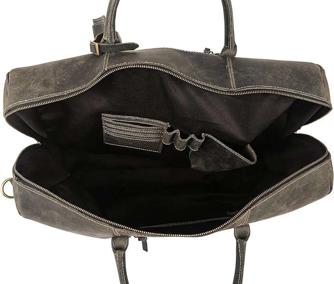 KomalC 24 Inch Leather Duffel Bags for Men and Women Full Grain Leather Travel Overnight Weekend