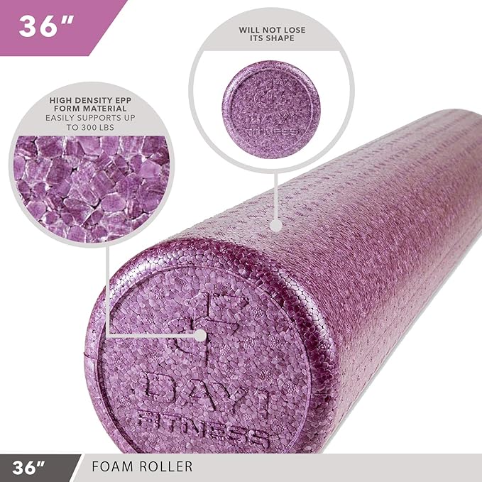 High-Density Round Foam Rollers - 4 Size and 8 Color Options - Massage Rollers for Stretching, Deep