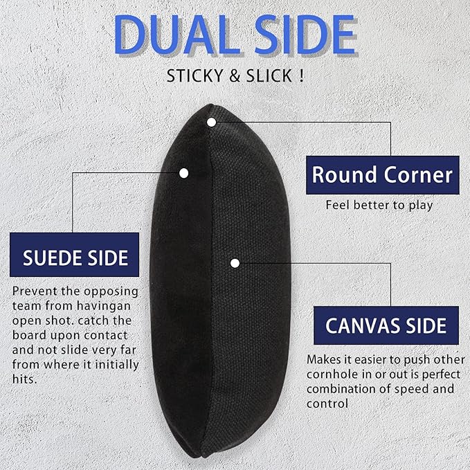 EunHo Dual Sided Cornhole Bags Regulation Set of 8 Professional Cornhole Bean Bags Slick and Stick