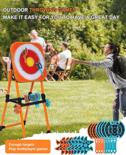 ZoLLa Axe Throwing Game for Backyard - 8 Throwing Axe & 8 Throwing Stars,24" Target,Foldable