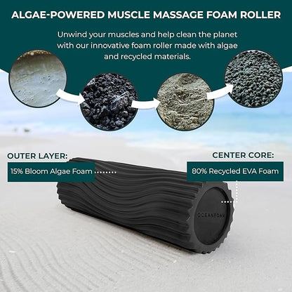 Oceanfoam Tidal Roller - Charcoal - Muscle Massage Foam Roller for Back Pain & Stretching - Firm