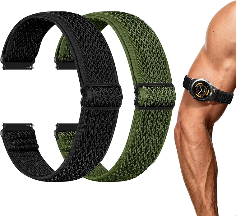 2 Pack Elastic Ankle/Arm Watch Bands Compatible with Garmin Venu 3/Venu 2/Vivoactive 4, Garmin