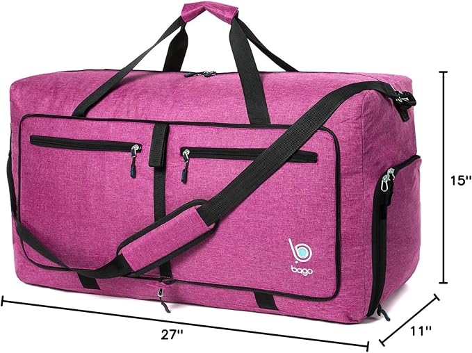 Bago Large Foldable Duffel Bags for Traveling Women & Men - 80L Packable Duffle Bag for Travel with