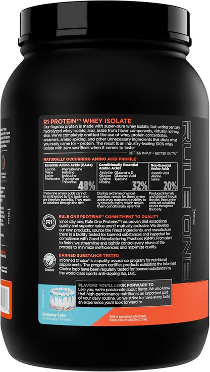 Rule 1 R1 Protein Whey Isolate - With 25g Protein & 6g BCAA Exclusively from Isolated & Hydrolyzed