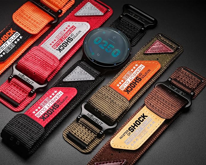 20mm Nylon Band Compatible with Garmin Vivoactive6/5/3,Forerunner 165/55/645/245 Music, 20mm Soft