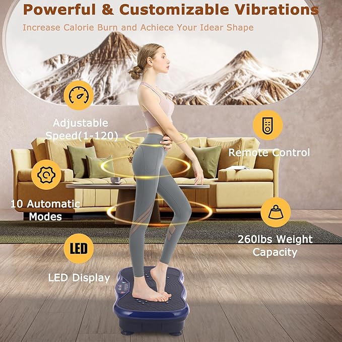 Vibration Plate Exercise Machine, Vibrating Plate Fitness Platform with Remote Control ??Portable
