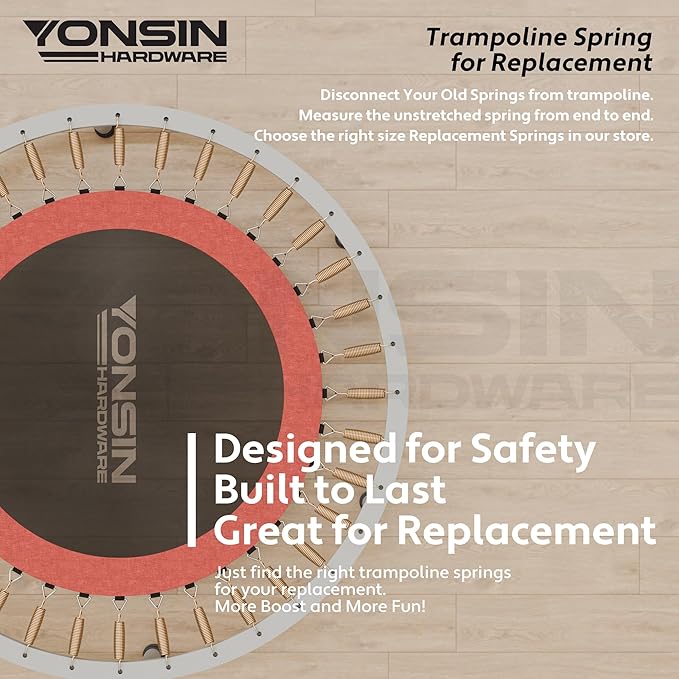 Trampoline Springs Heavy Duty with Swivel & Straight Hooks, Stainless Steel Trampoline Accessories
