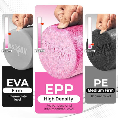 Yes4All High-Density EPP Round Back Roller Foam, Exercise Foam Roller for Yoga, Pilates &