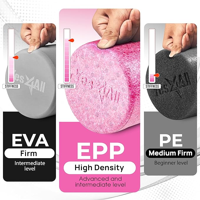 Yes4All High-Density EPP Round Back Roller Foam, Exercise Foam Roller for Yoga, Pilates &