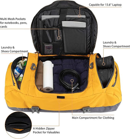 Ubon Large Duffel Bag Weekender Bags with Shoe Compartments 4-Way Sports Gym Backpack with Padded
