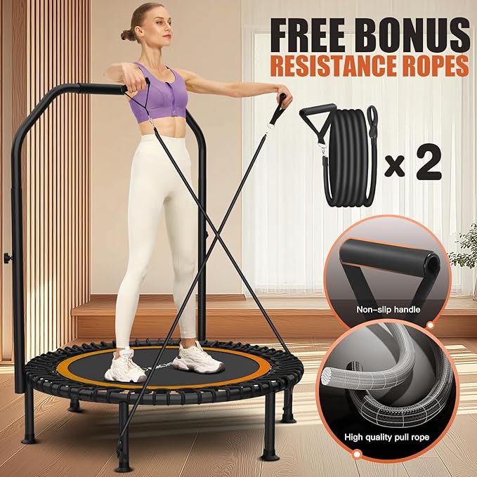 Bungee Rebounder Trampoline,ANCHEER 40" Foldable Fitness Trampoline with 4-Level Adjustable