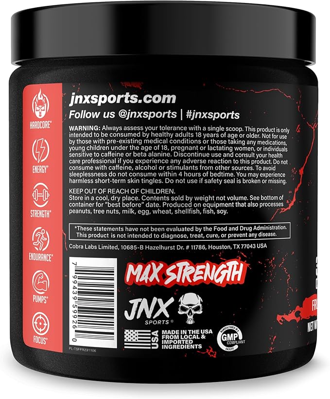 JNX SPORTS The Shadow! 350mg of Caffeine Hard Core Preworkout - Fruit Punch 30 Servings | Electric