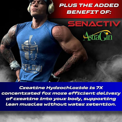 eFlow Creatine Capsules, HCL Creatine Pills - Creatine Supplement for Men & Women, Muscle Builder
