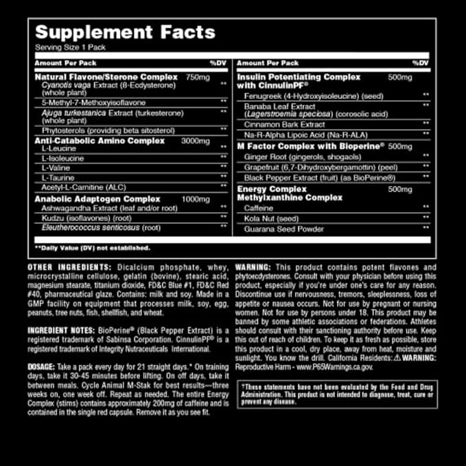 Animal M-Stak - Muscle Builder and Anabolic Mass Gainer Supplement for Bodybuilding - Lean Muscle