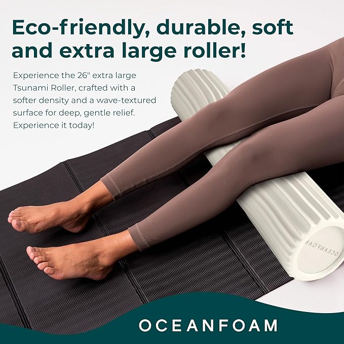 Oceanfoam Tsunami Roller (Natural) - Soft, Textured Foam Roller for Physical Therapy, Back Pain