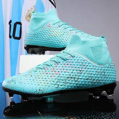 Men's Soccer Shoes High-Top Soccer Cleats Outdoor Breathable Athletic Professional Spikes Youth