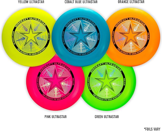 Discraft Ultrastar Neon 5-Pack | Premium Ultimate Discs - Neon Pink, Yellow, Cobalt Blue, Green