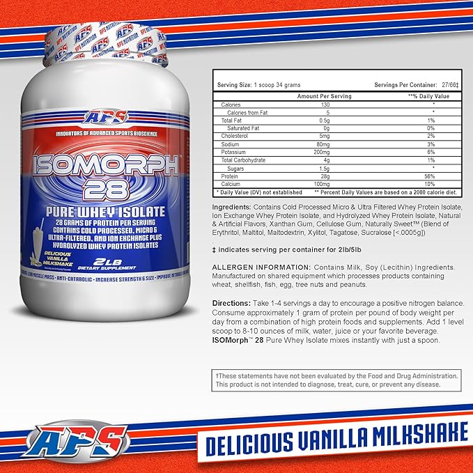 APS Nutrition IsoMorph 28 Protein Powder | Pure Whey Isolate | Cold Pressed, Ultra- Filtered, & Ion