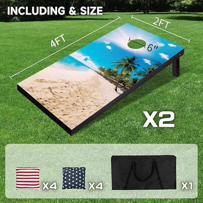 Cornhole Board Set with Carrying Bags & 8 Bean Bags Corn Hole Boards Bean Toss Game for Adults