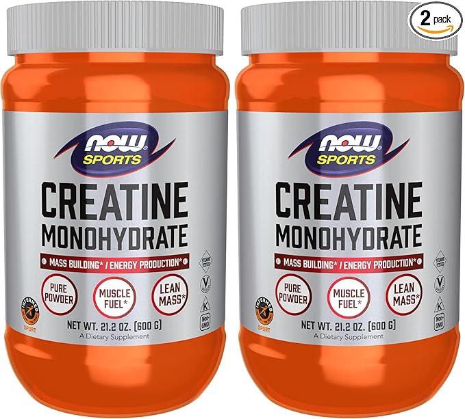 NOW Sports Nutrition, Creatine Monohydrate Powder, Mass Building*/Energy Production*, 21.2-Ounce