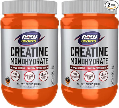 NOW Sports Nutrition, Creatine Monohydrate Powder, Mass Building*/Energy Production*, 21.2-Ounce