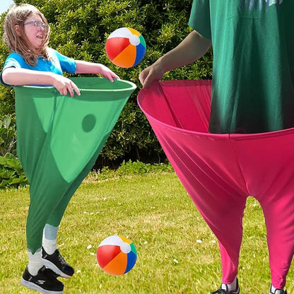 Granny Pants Yard Game Set with Bouncy Balls & Pump,Giant Stretchy Pants, Fun Tossing Games Props