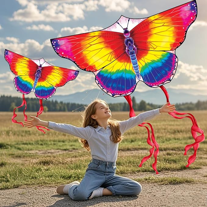 Large Butterfly Kite for Kids & Adults, 55" x 28" Easy to Fly Single Line Kite for Kids Ages 4-8