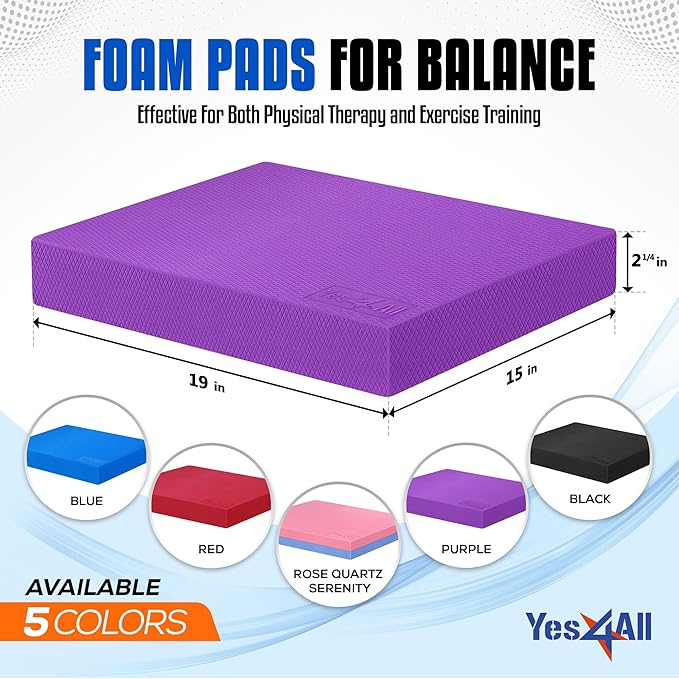 Yes4All Upgraded Size Foam Pad for Exercise, Nonslip Foam Balance Pad Physical Therapy, Yoga &