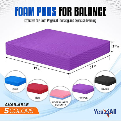Yes4All Upgraded Size Foam Pad for Exercise, Nonslip Foam Balance Pad Physical Therapy, Yoga &