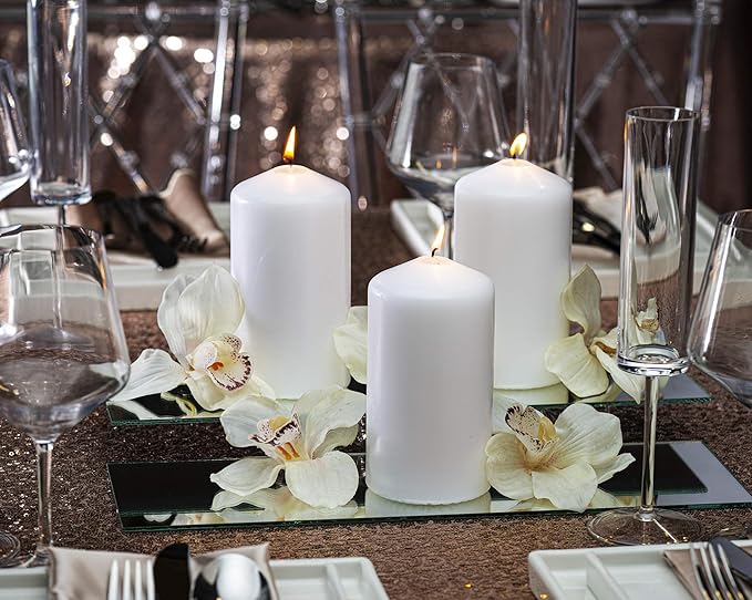 BOLSIUS 12 White Pillar Candles - 2.7 x 5.1 Inches Unscented Candle Set - 43 Hours - Dripless Clean