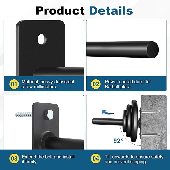 Weight Plate Holder, Wall Mounted Weight Storage Rack for Olympic Weight Plate,Home Gym